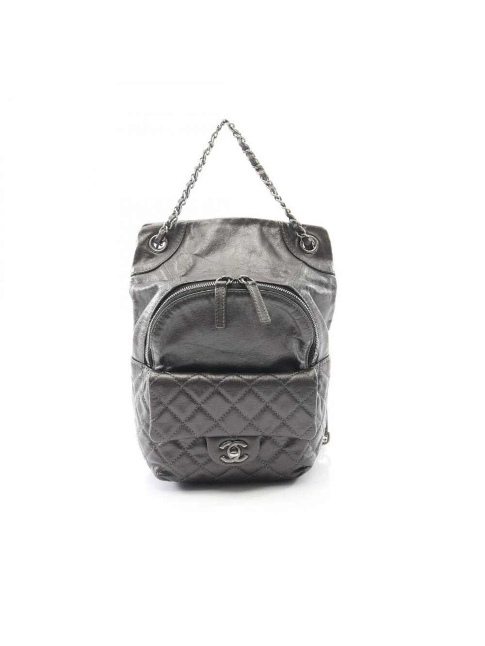 Chanel Backpack Quilted Bronze Calfskin Chain